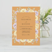 Ocker-Lavendel-Kranz-Hochzeit Einladung (Stehend Vorderseite)