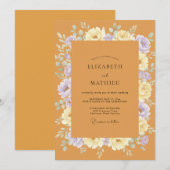 Ocker-Lavendel-Kranz-Hochzeit Einladung (Vorne/Hinten)