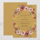 Ocker lebendige herbstliche Hochzeit Einladung (Vorne/Hinten)