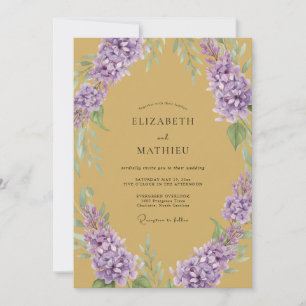 Ocker-Lila-Laub-Eukalyptus-Hochzeit Einladung