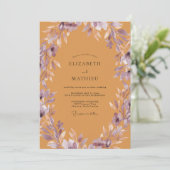 Ocker-Mauve-Blatt-Hochzeit Einladung (Stehend Vorderseite)