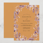 Ocker-Mauve-Blatt-Hochzeit Einladung (Vorne/Hinten)