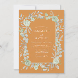 Ocker-Minz-Blatt-Hochzeit Einladung