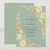 Ocker-Moos-Blatt-Hochzeit Einladung (Vorne/Hinten)