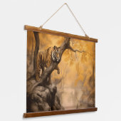 Ocker-Ölgemälde für Wildtiere - Tiger-Wart Wandteppich Mit Holzrahmen (Gewinkelt)