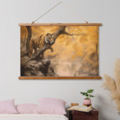 Ocker-Ölgemälde für Wildtiere - Tiger-Wart Wandteppich Mit Holzrahmen (Schlafzimmer)