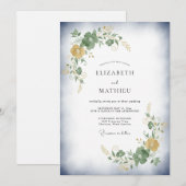 Ocker-Olivblatt-Hochzeit Einladung (Vorne/Hinten)