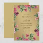 Ocker-Pflaume-Wildblumen-Hochzeit Einladung (Vorne/Hinten)