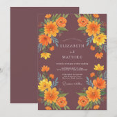 Ocker-Plumarie-Eukalyptus-Hochzeit Einladung (Vorne/Hinten)