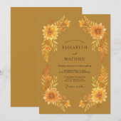 Ocker-Ringelblumen-Eukalyptus-Hochzeit Einladung (Vorne/Hinten)