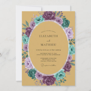 Ocker Romantische Blumige Hochzeit Einladung