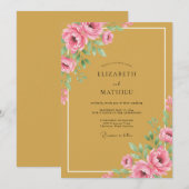 Ocker Romantischer Blumenreicher Hochzeitsschmuck Einladung (Vorne/Hinten)