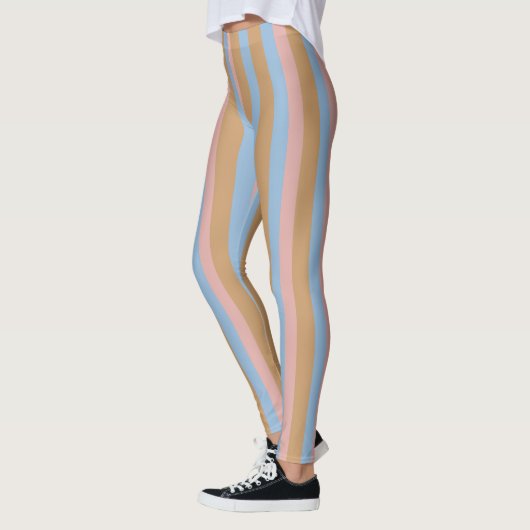 Ocker, Rosa & Blaue Streifen  Leggings (Links)