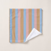 Ocker, Rosa und blaue Streifen  Badhandtuch Set (Waschlappen)