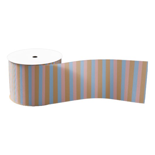 Ocker, Rosa und blaue Streifen Ripsband (Spule)