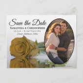 Ocker-Rose Oval-Foto Hochzeit speichern das Datum Ankündigungspostkarte (Vorderseite)