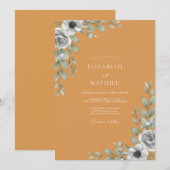 Ocker-Schiefer-Blatt-Hochzeit Einladung (Vorne/Hinten)