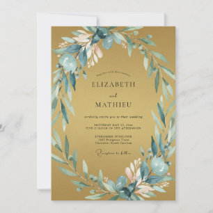 Ocker-Schiefer-Blättrige Hochzeit Einladung