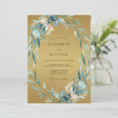 Ocker-Schiefer-Blättrige Hochzeit Einladung (Stehend Vorderseite)