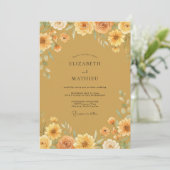Ocker-Sonnenblumen-Hochzeit bemalt Einladung (Stehend Vorderseite)