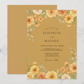 Ocker-Sonnenblumen-Hochzeit bemalt Einladung (Vorne/Hinten)
