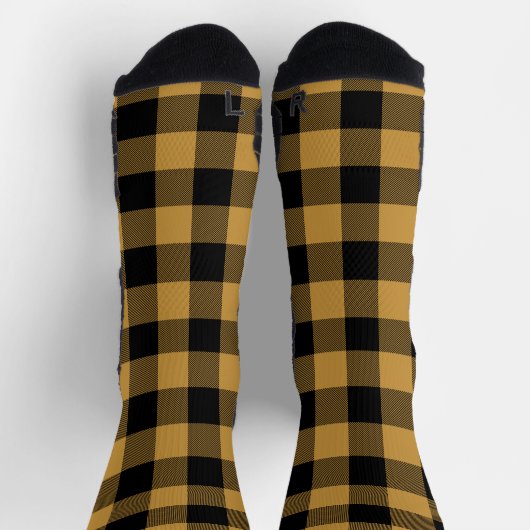 Ocker und Black Buffalo Kariert Socken (Oben)