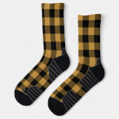 Ocker und Black Buffalo Kariert Socken (Links)