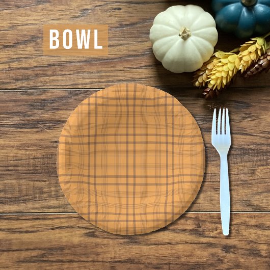 Ocker- und Brauntartan-Musterpapier Pappteller
