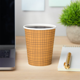 Ocker und Brown Tartan Muster Fall Paper Cup Pappbecher