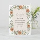 Ocker Üppige Herbstliche Hochzeit Einladung (Stehend Vorderseite)