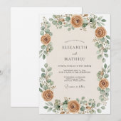 Ocker Üppige Herbstliche Hochzeit Einladung (Vorne/Hinten)