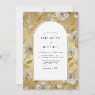 Ocker verfeinerte Vintage-Hochzeit Einladung
