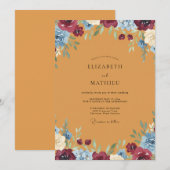Ocker-Wildblumen-Hochzeit Einladung (Vorne/Hinten)