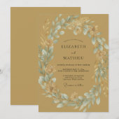 Ockerblaue Brautkrone Hochzeit Einladung (Vorne/Hinten)