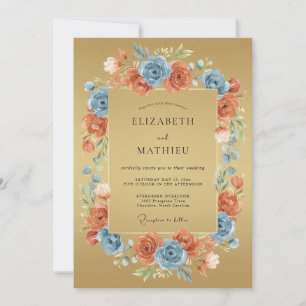 Ockerfarbene elegante Boheme-Hochzeit Einladung