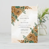 Ockerfarbene erdige herbstliche Hochzeit Einladung (Stehend Vorderseite)
