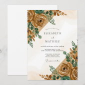 Ockerfarbene erdige herbstliche Hochzeit Einladung (Vorne/Hinten)