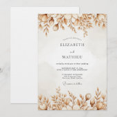Ockerfarbene Herbstblüten-Hochzeit Einladung (Vorne/Hinten)