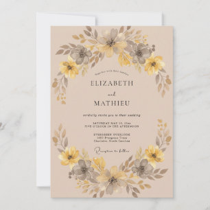 Ockerfarbene herbstliche Hochzeit in Serenität Einladung
