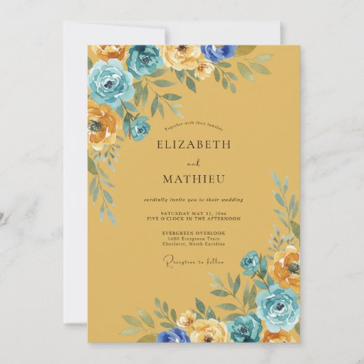 Ockerfarbene künstlerische Hochzeit Einladung (Vorderseite)