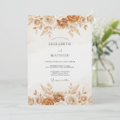 Ockerfarbene Rustikale Botanische Hochzeit Einladung (Stehend Vorderseite)