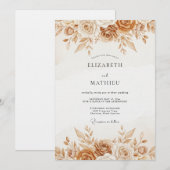 Ockerfarbene Rustikale Botanische Hochzeit Einladung (Vorne/Hinten)
