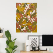 Ockergrün Botanischer Blattposter Poster (Heimbüro)