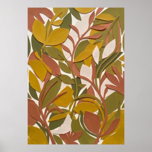 Ockergrün Botanischer Blattposter Poster (Vorne)