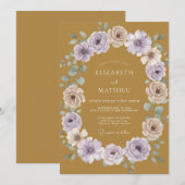 Ockerlila bemalte Hochzeit Einladung (Vorne/Hinten)