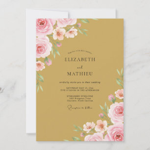 Ockerrosa Rosenhochzeit Einladung