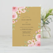 Ockerrosa Rosenhochzeit Einladung (Stehend Vorderseite)