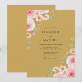 Ockerrosa Rosenhochzeit Einladung (Vorne/Hinten)