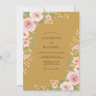 Ockerrote Rosenhochzeit Einladung