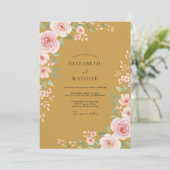 Ockerrote Rosenhochzeit Einladung (Stehend Vorderseite)